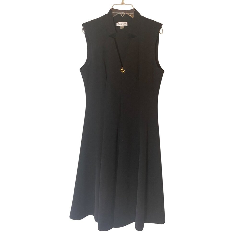 Calvin Klein Sleeveless Black A-Line Dress Size 8